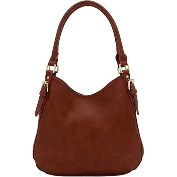 Lightweight 3 Compartment Faux Leather Medium Hobo Bag - Picture 7 of 7